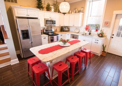 Red Wood Flooring with descent Kitchen Modules